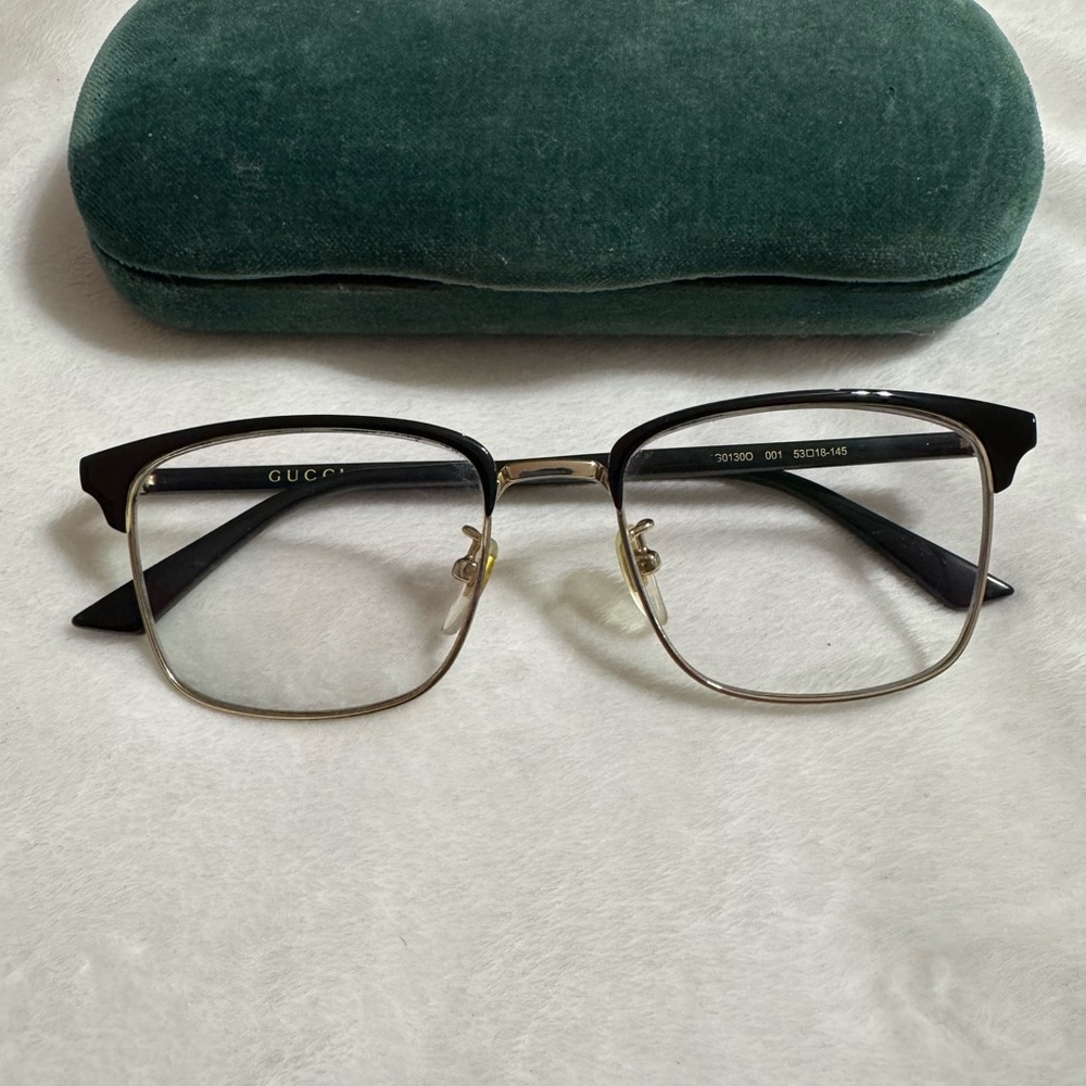Gucci Black and Gold Square Glasses